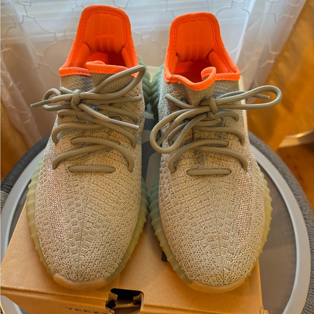 Yeezy Kids Sneakers - Gray and Neon Orange